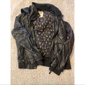 Soft leather jacket with removable hood